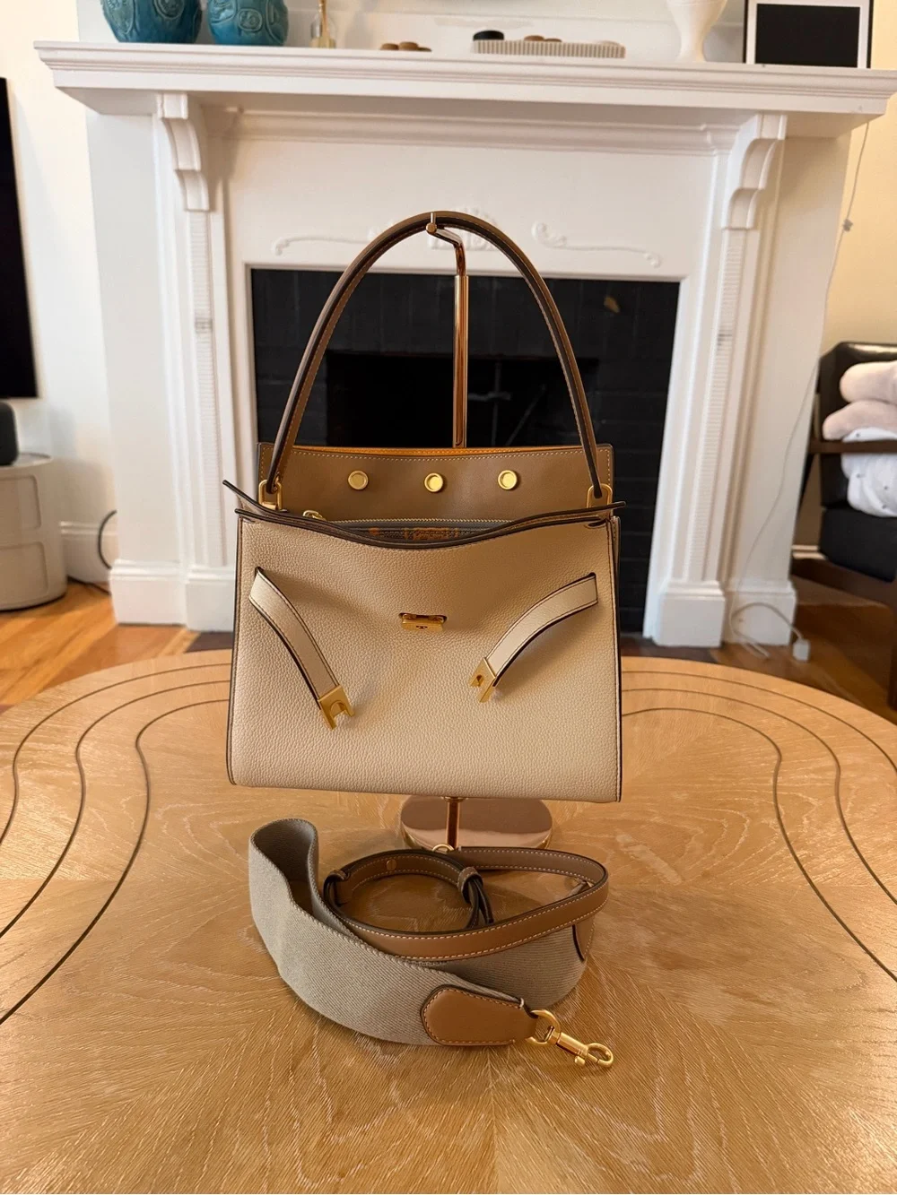 Tory Burch Lee Radziwill Pebbled Small Double Bag NWT